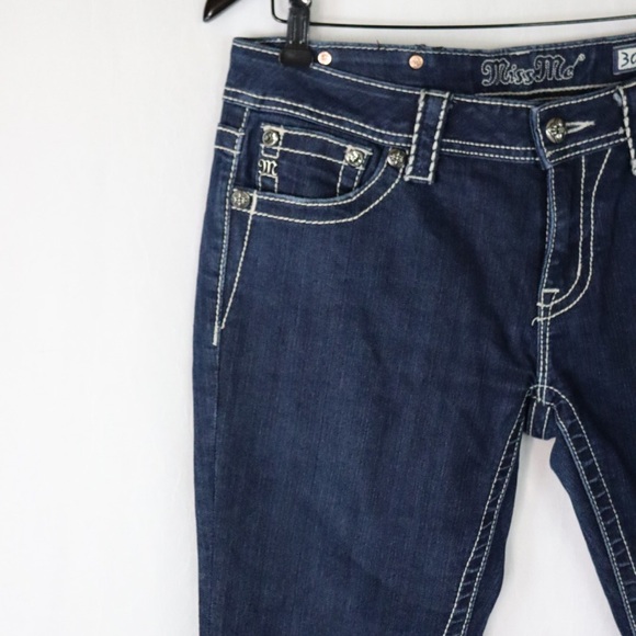 MISS ME Bootcut Jeans with contrast stitching, embroidered & rhinestones - Picture 3 of 14